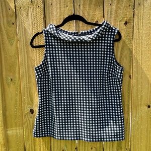 TALBOTS Black and White Gingham Top, SZ M